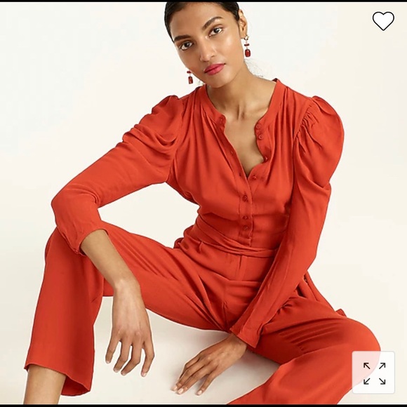 J. Crew Drapey puff-sleeve jumpsuit - Picture 3 of 4